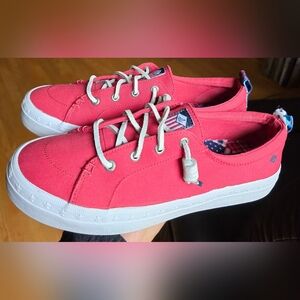 Sz 7.5 Women's SPERRY TOP-SIDER CREST VIBE Solid Red, Casual Shoes